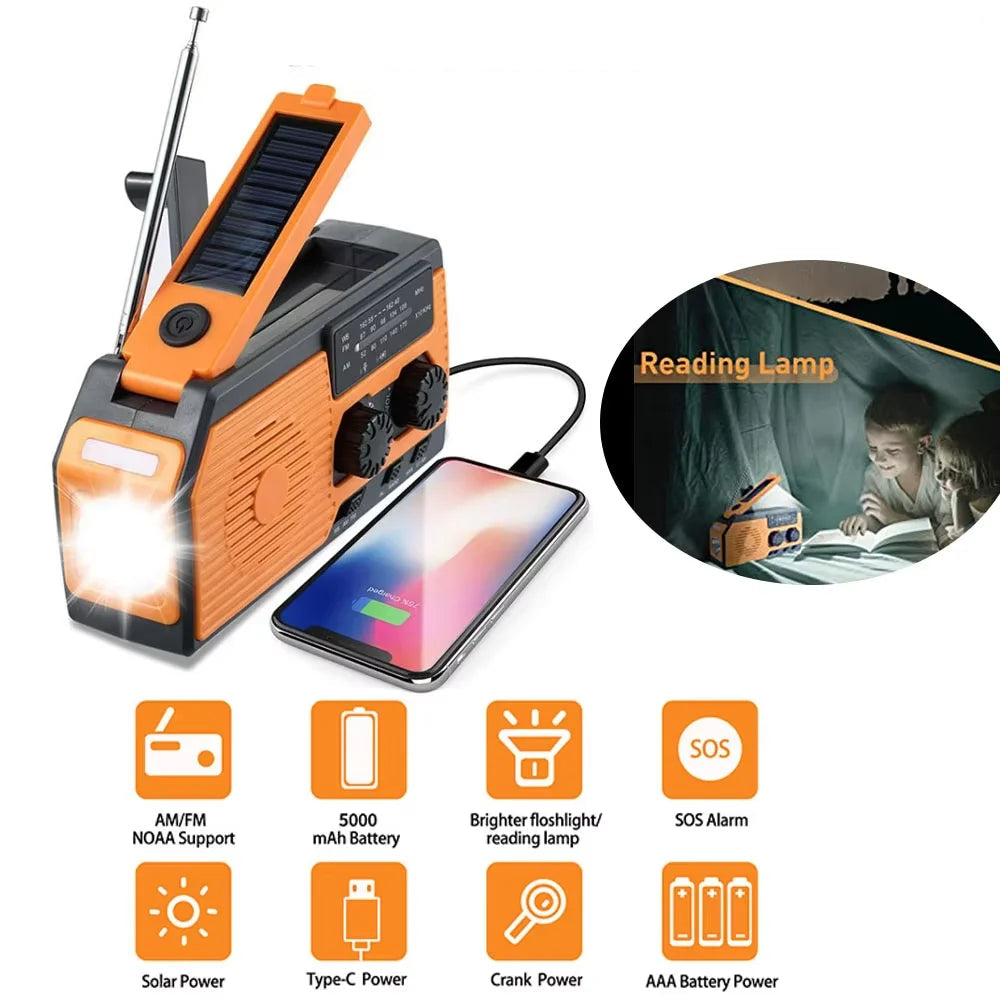 Zonne-energie Noodradio | Opwindbaar met USB-uitgang en SOS-alarm 7