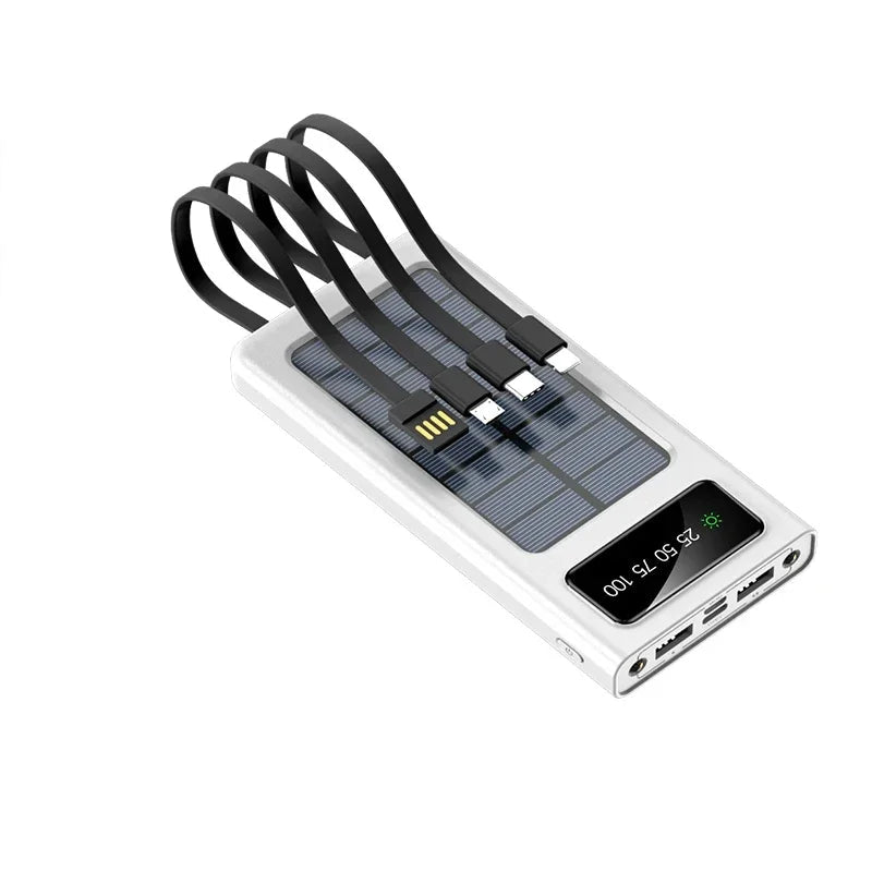 Zonne-energiebank | 200.000 mAh met zonnepaneel en LED-zaklamp 12