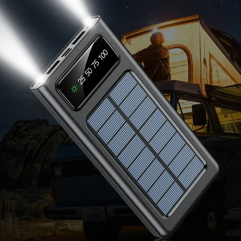 Zonne-energiebank | 200.000 mAh met zonnepaneel en LED-zaklamp 4