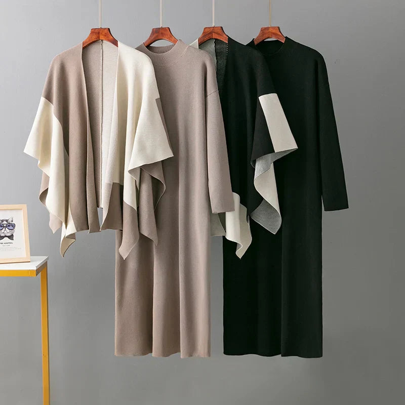 Zoviska | Gebreide jurk en vest set 2