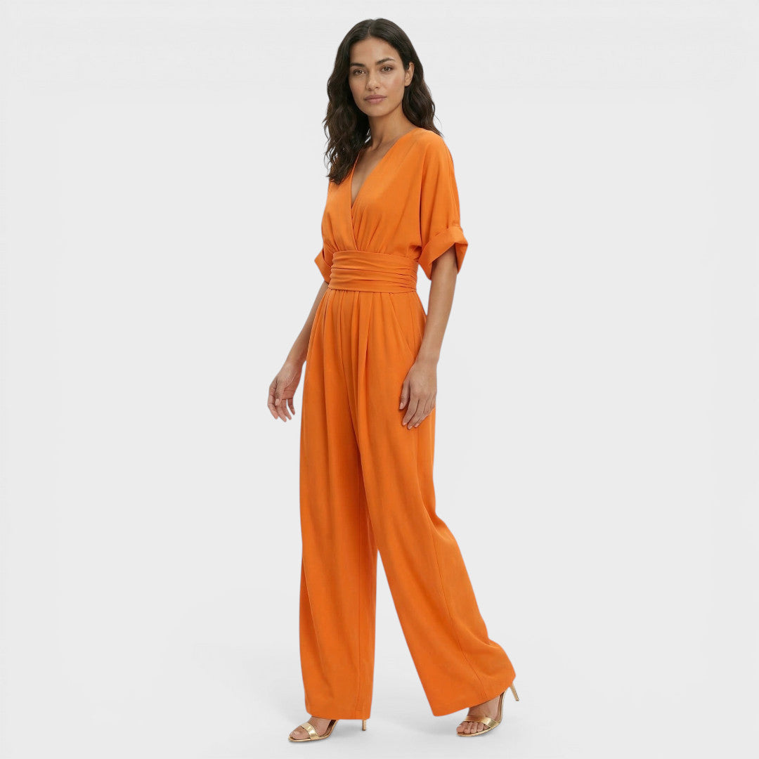 Zoviska | Hoge taille jumpsuit met wijde pijpen 0