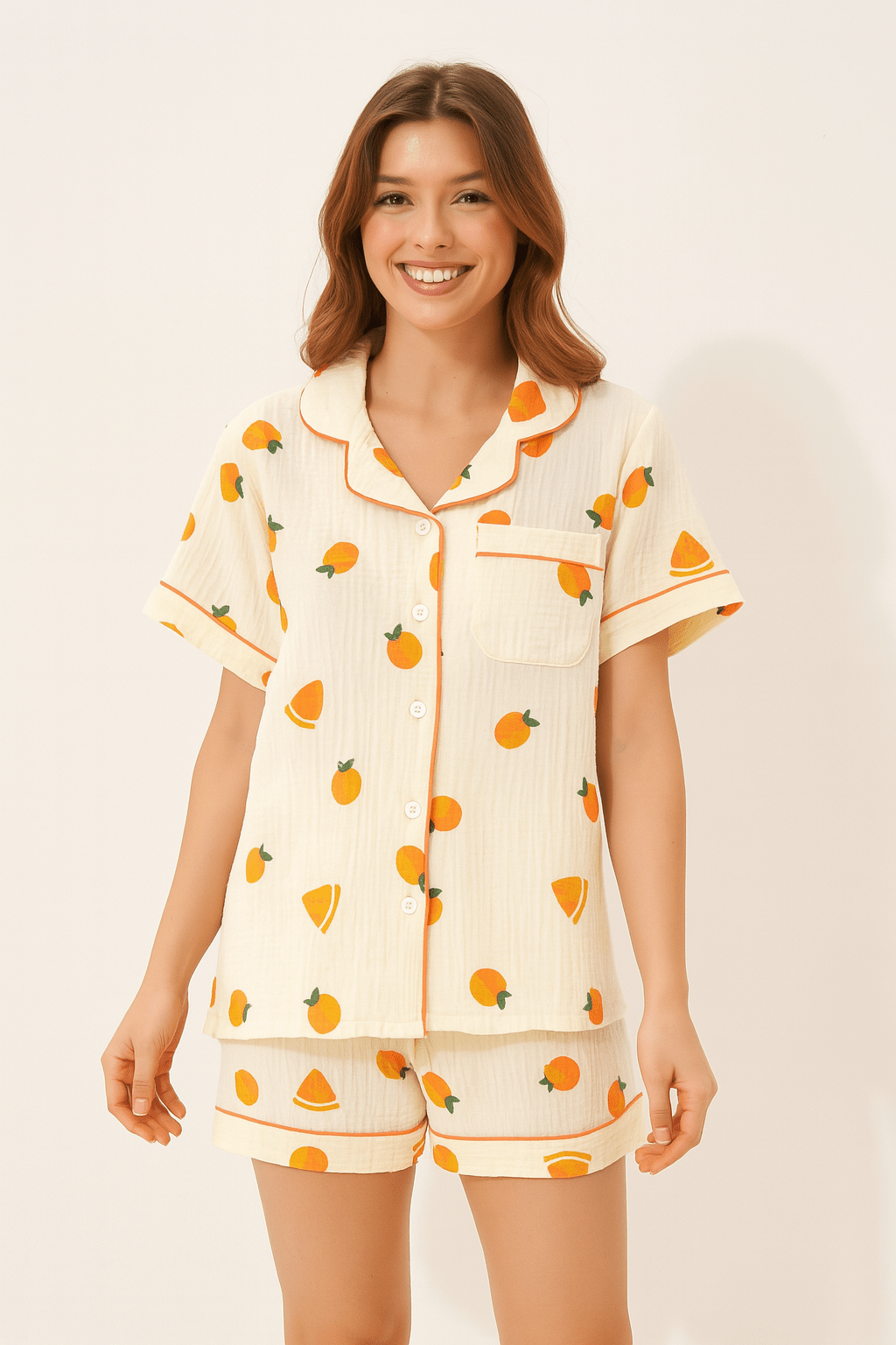 Zoviska | Luchtige pyjama set met fruitprint 0