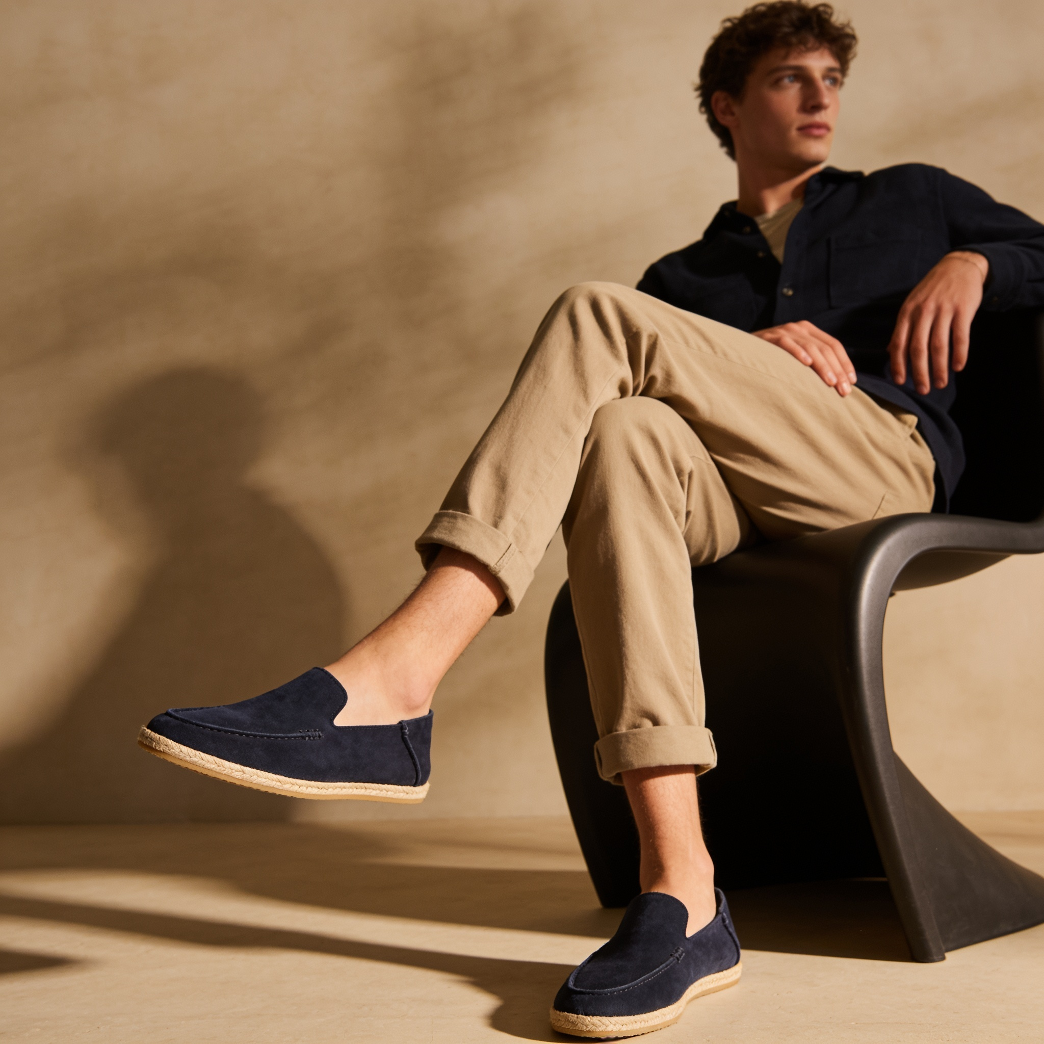 Zwarte Slip-On Herenespadrilles | Navando