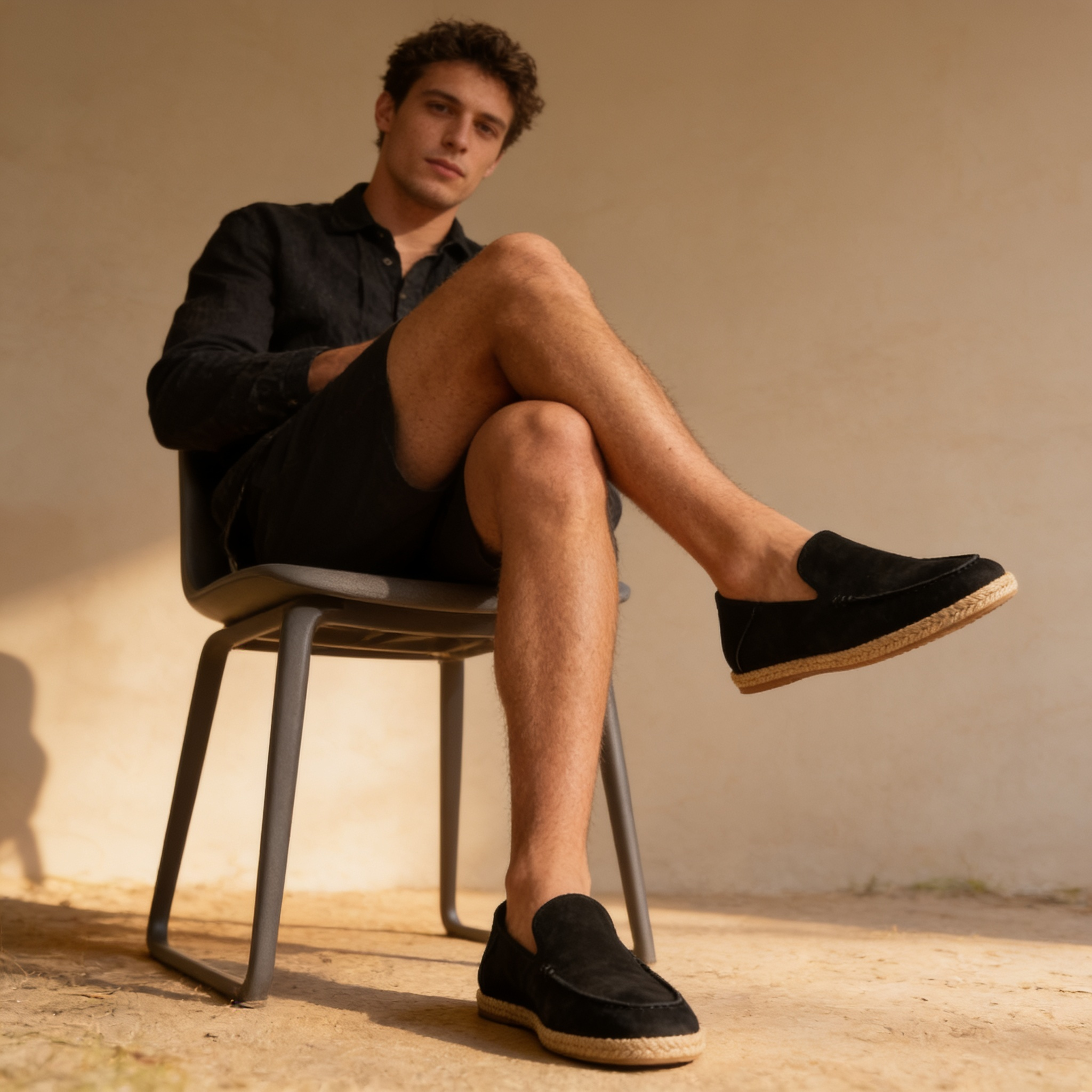 Zwarte Slip-On Herenespadrilles | Navando