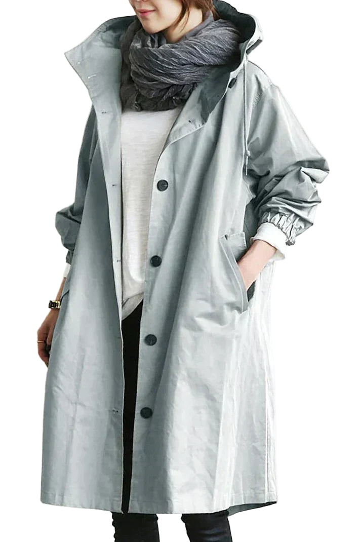 Trenchcoat met capuchon en riem - Stijlvolle, waterbestendige bovenkleding