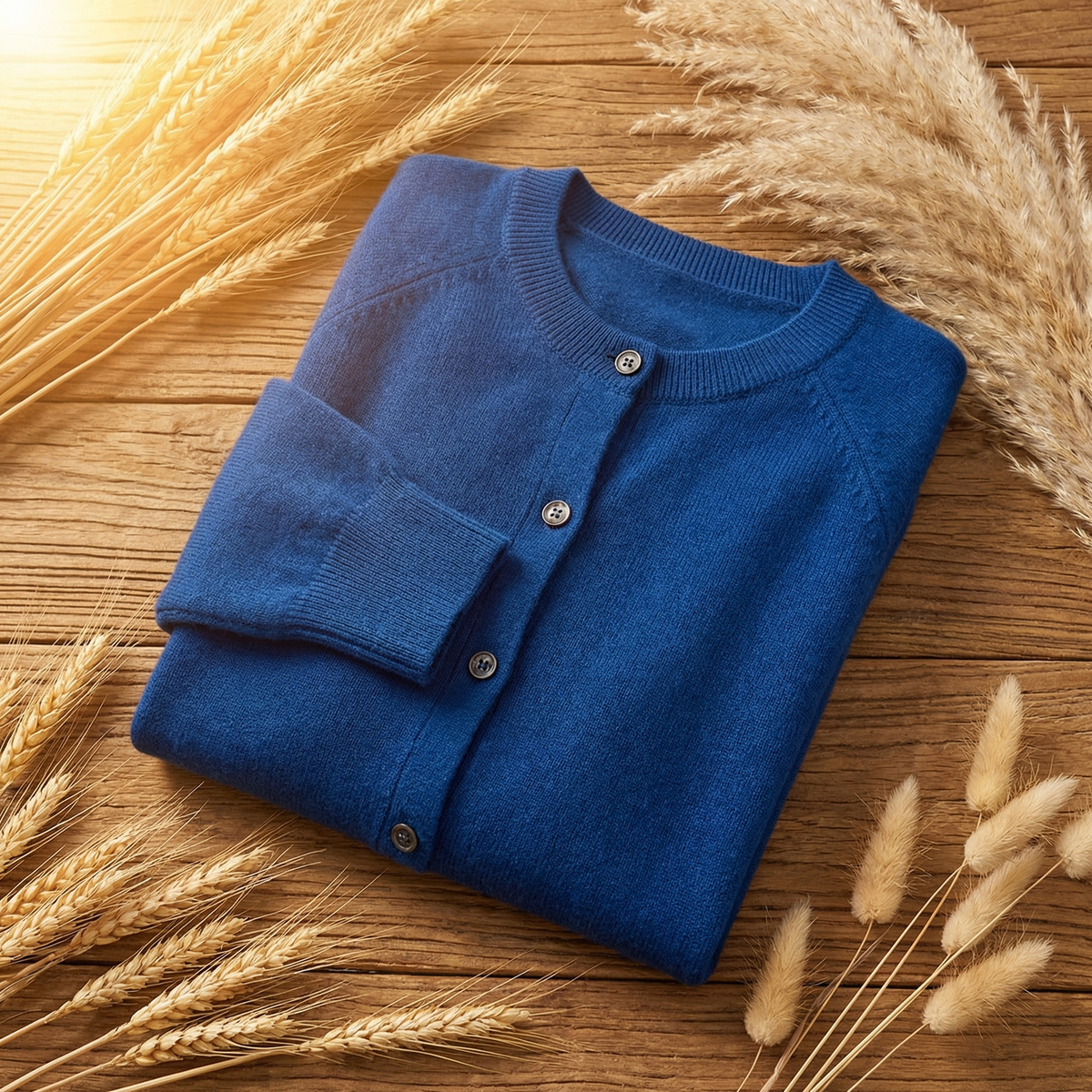 Aafke | Gebreid vest van wol voor dames - Blauw