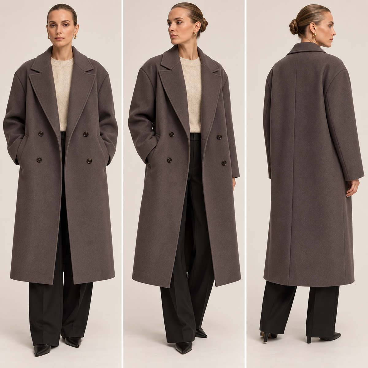 Agnes | Oversized lange mantel jas voor dames - foto 8