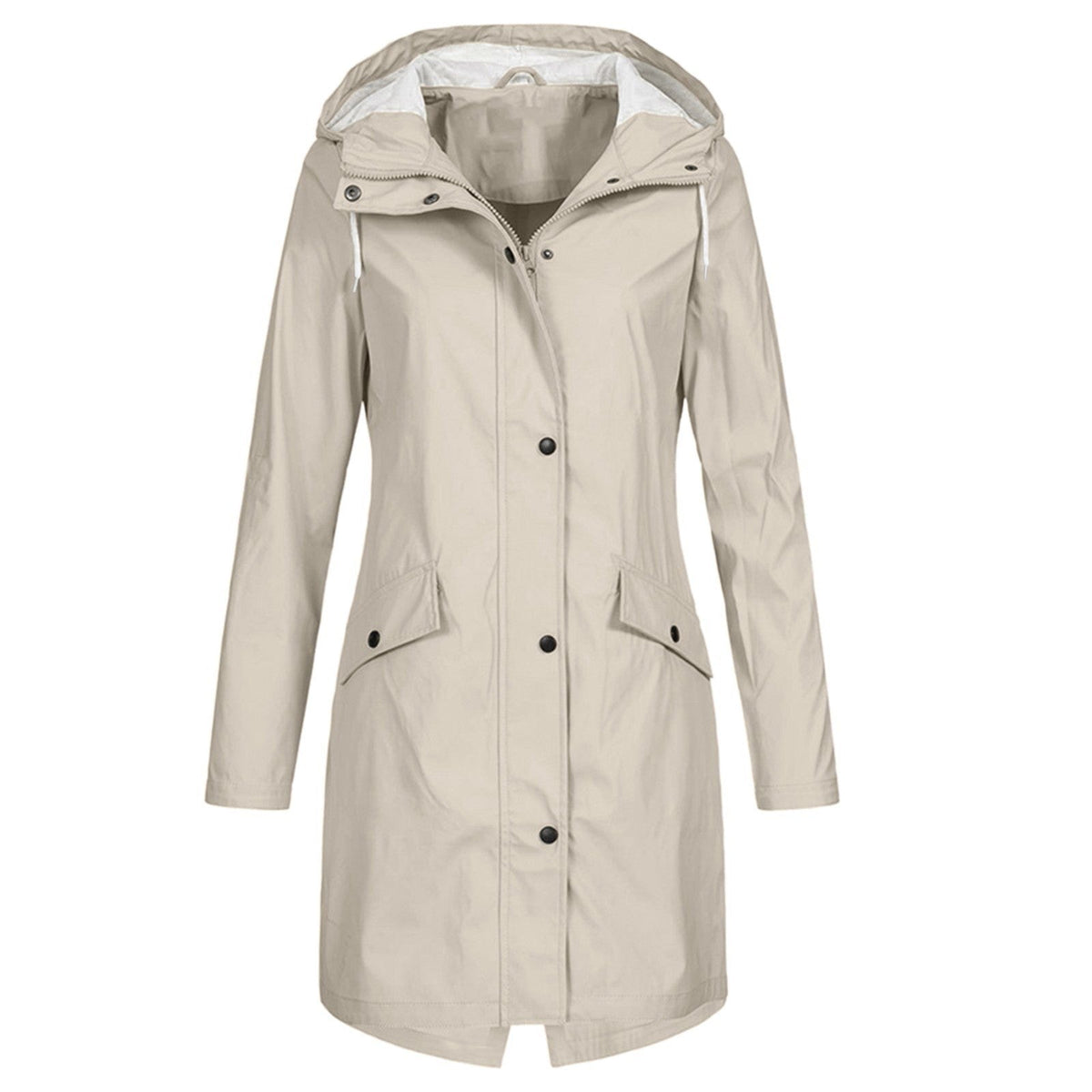 Aline | Lange regenjas voor dames met capuchon - Beige