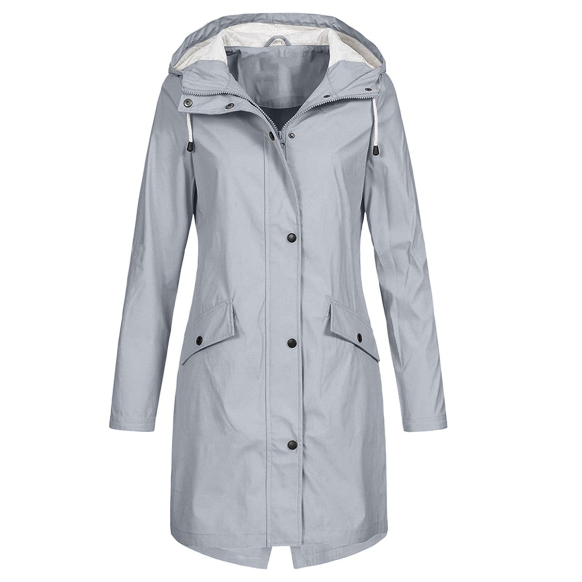 Aline | Lange regenjas voor dames met capuchon - Grijs