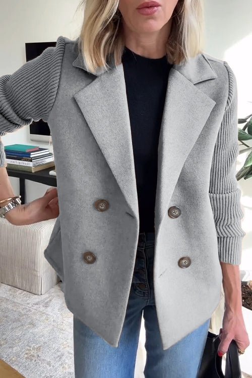 Lichtgewicht getailleerde blazer met gebreide mouwen – Casual kleding voor dames