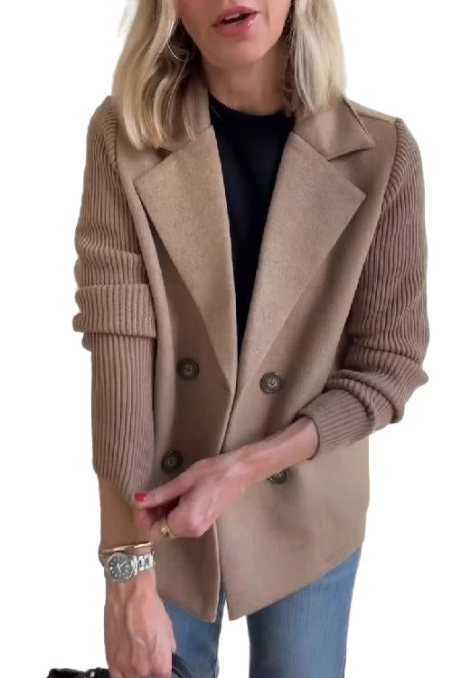 Lichtgewicht getailleerde blazer met gebreide mouwen – Casual kleding voor dames