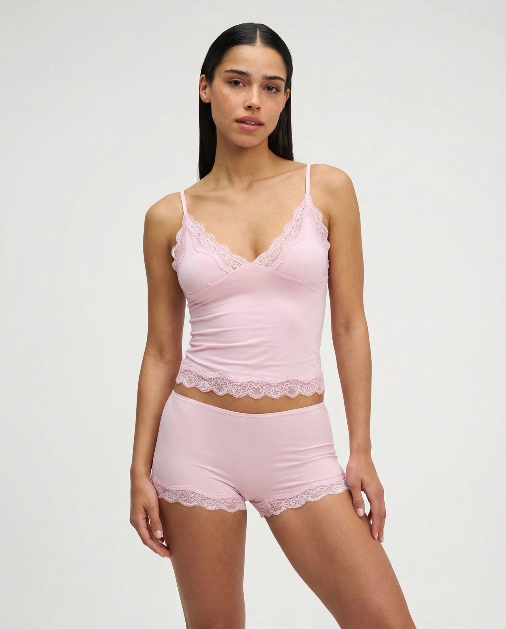 Anna | Kanten loungewear set voor dames - Zachtroze