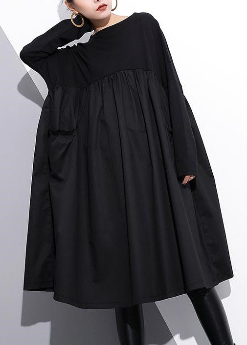 Anna | Oversized jurk van katoenmix voor dames - Zwart/Verzending binnen 24 uur