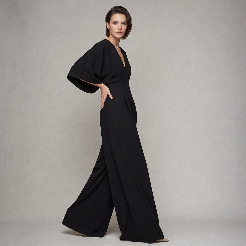 Anne | Jumpsuit van viscose voor dames - Zwart