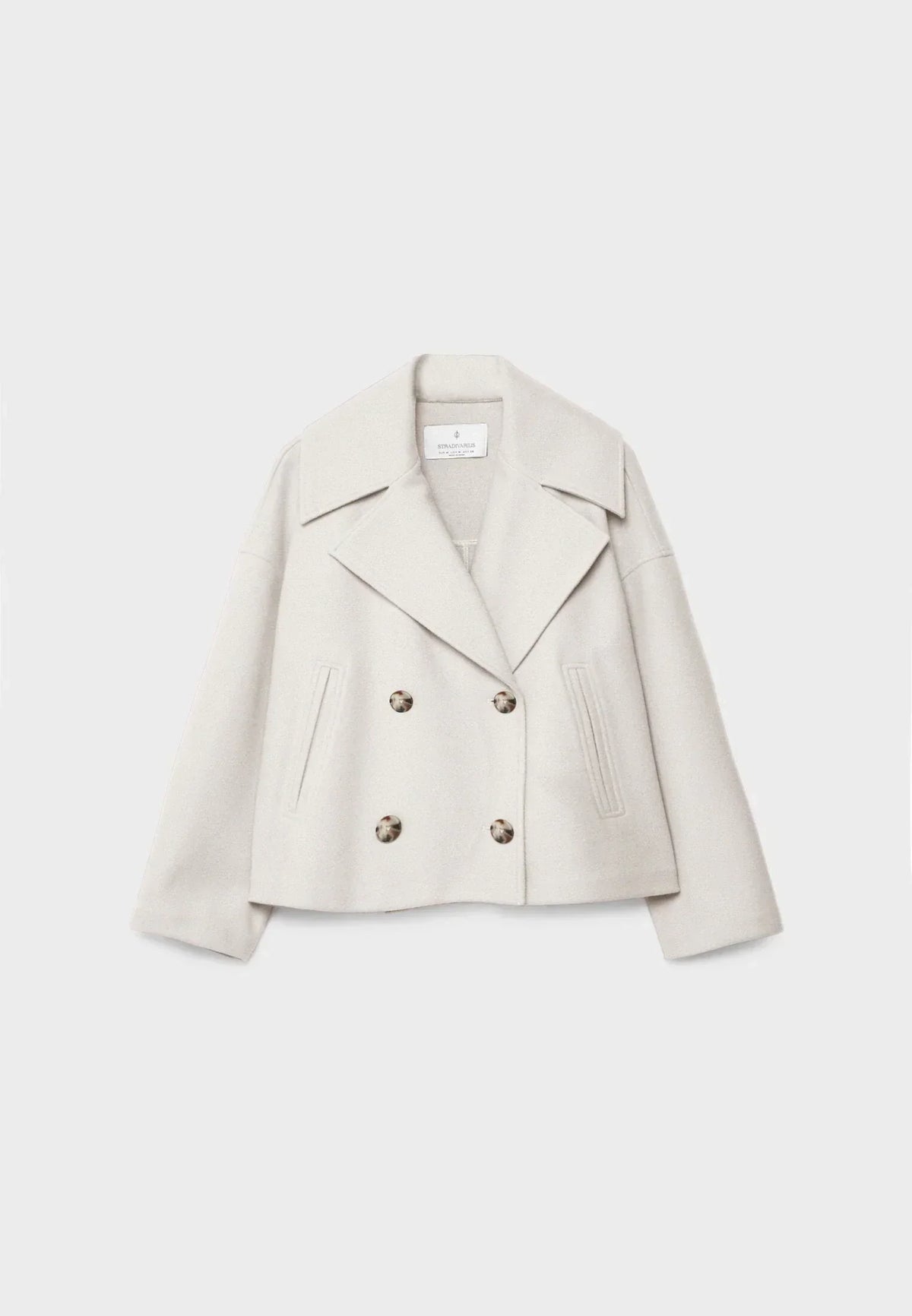 Anneke | Korte jas met dubbele knoopsluiting - Beige