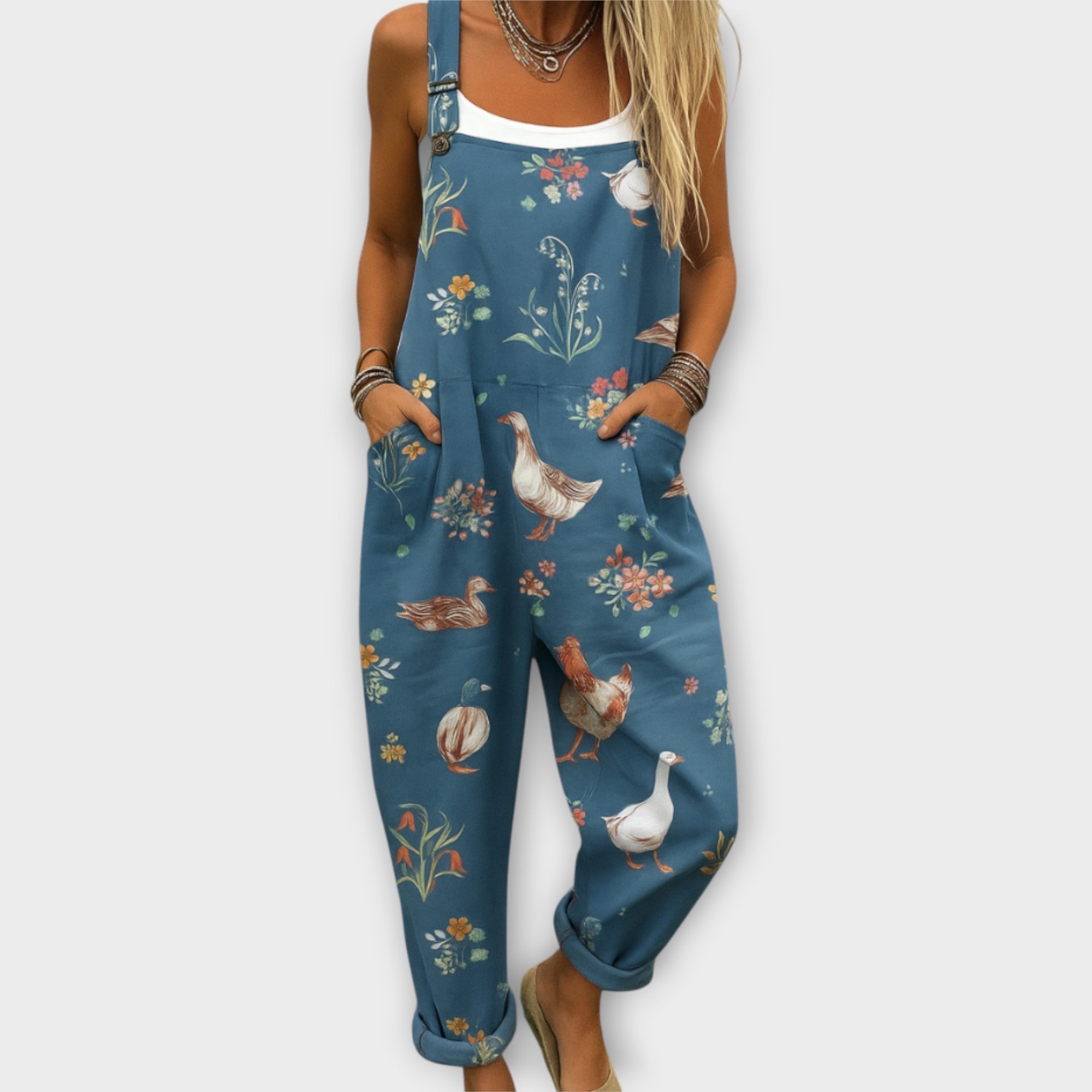 Annika | Jumpsuit dames met bloemenprint - Blauw