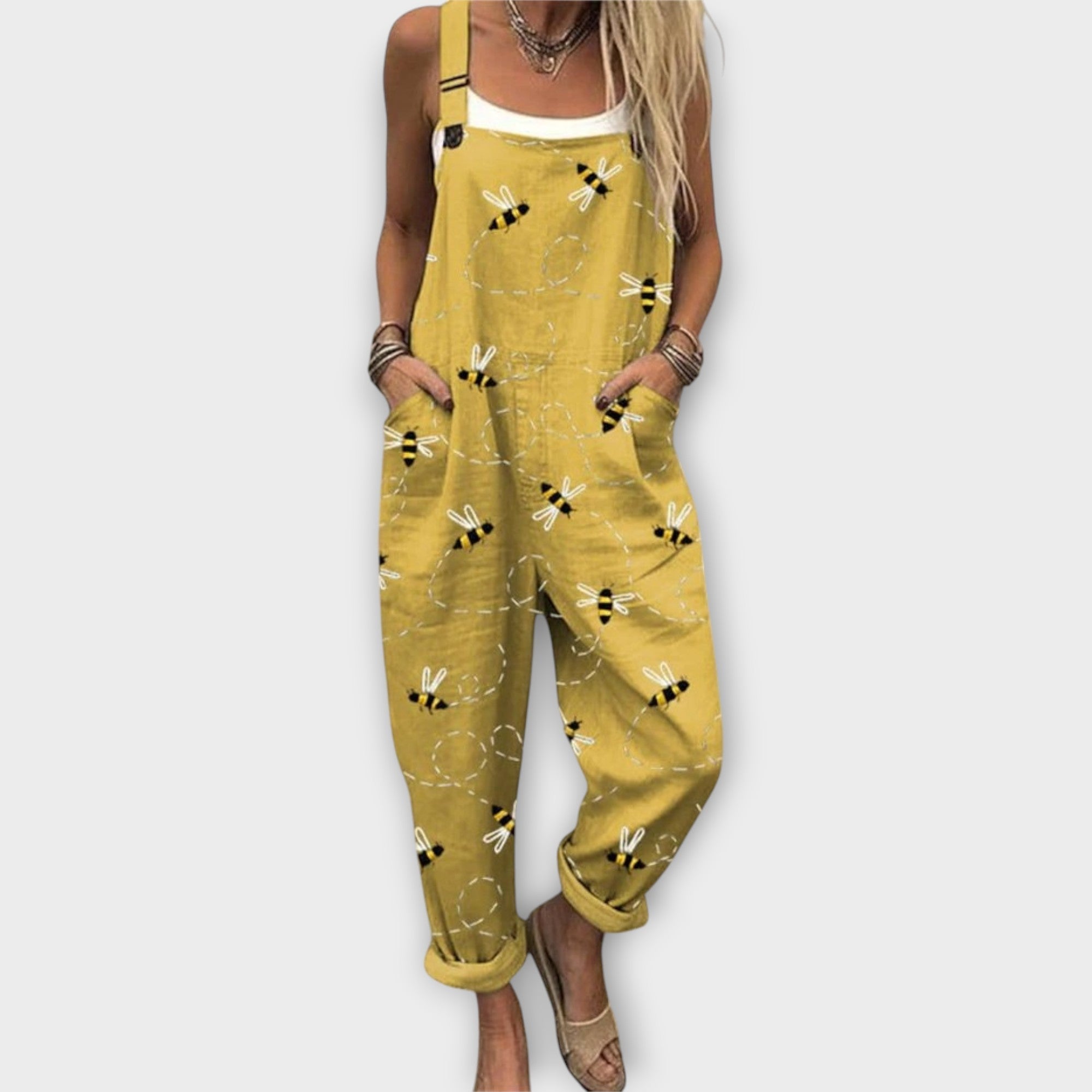 Annika | Jumpsuit dames met bloemenprint - Geel