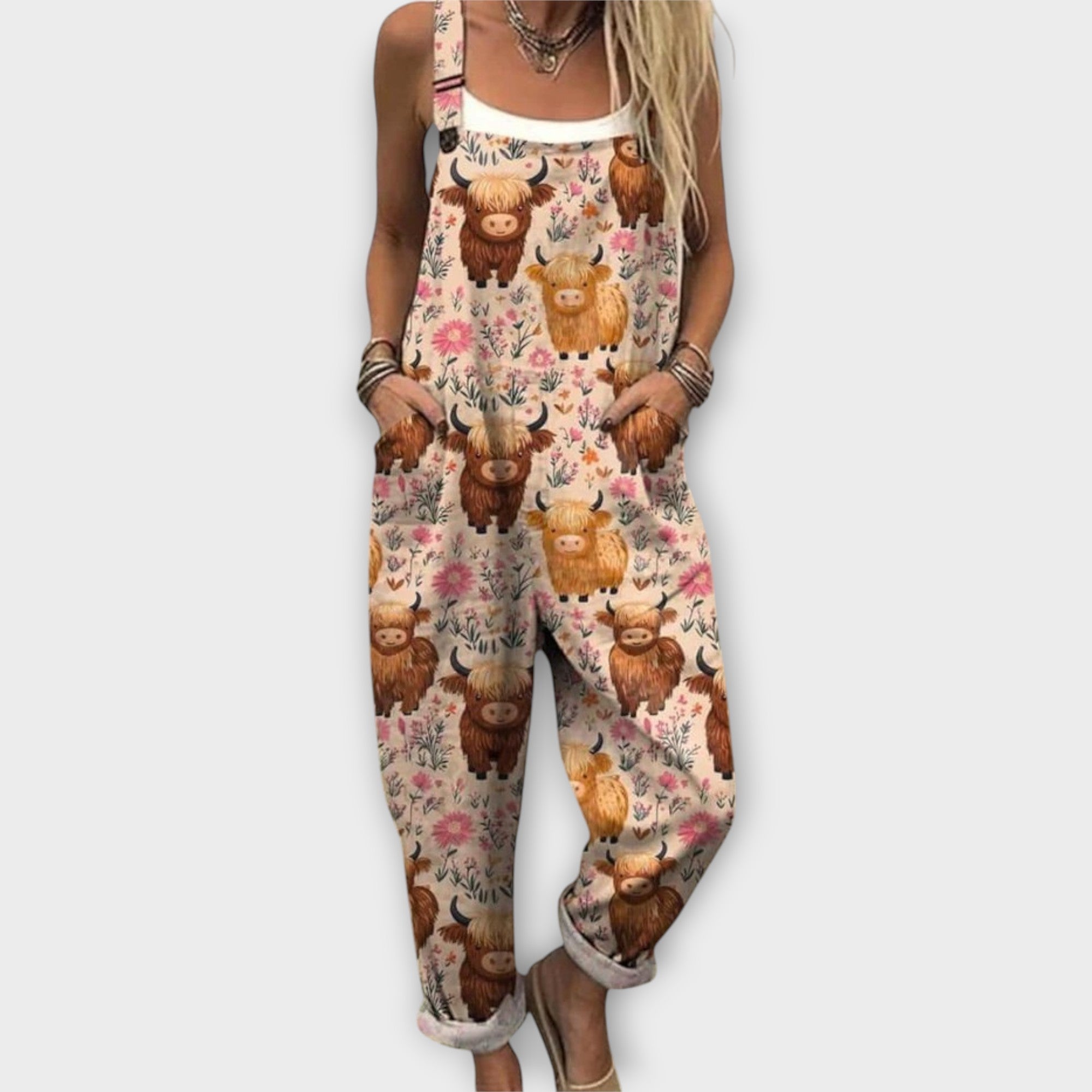 Annika | Jumpsuit dames met bloemenprint - Oranje