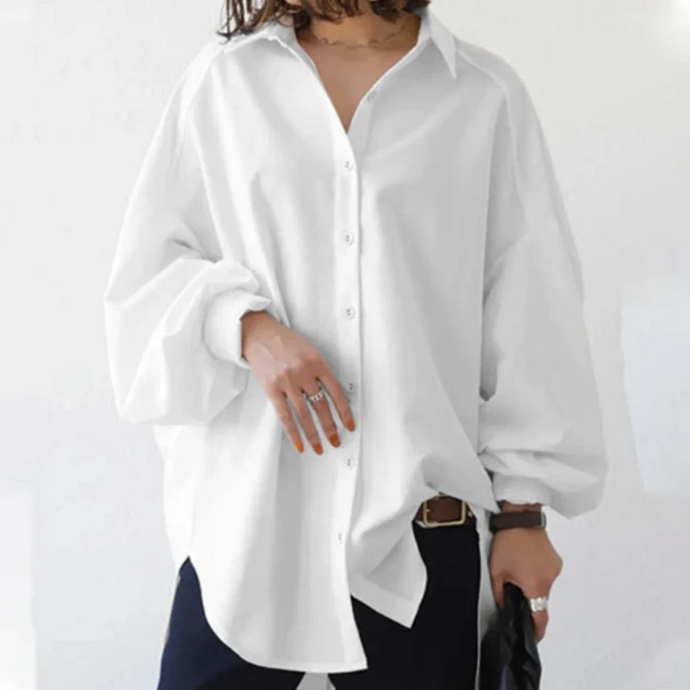 Anouk | Oversized blouse voor dames met pofmouwen - Wit