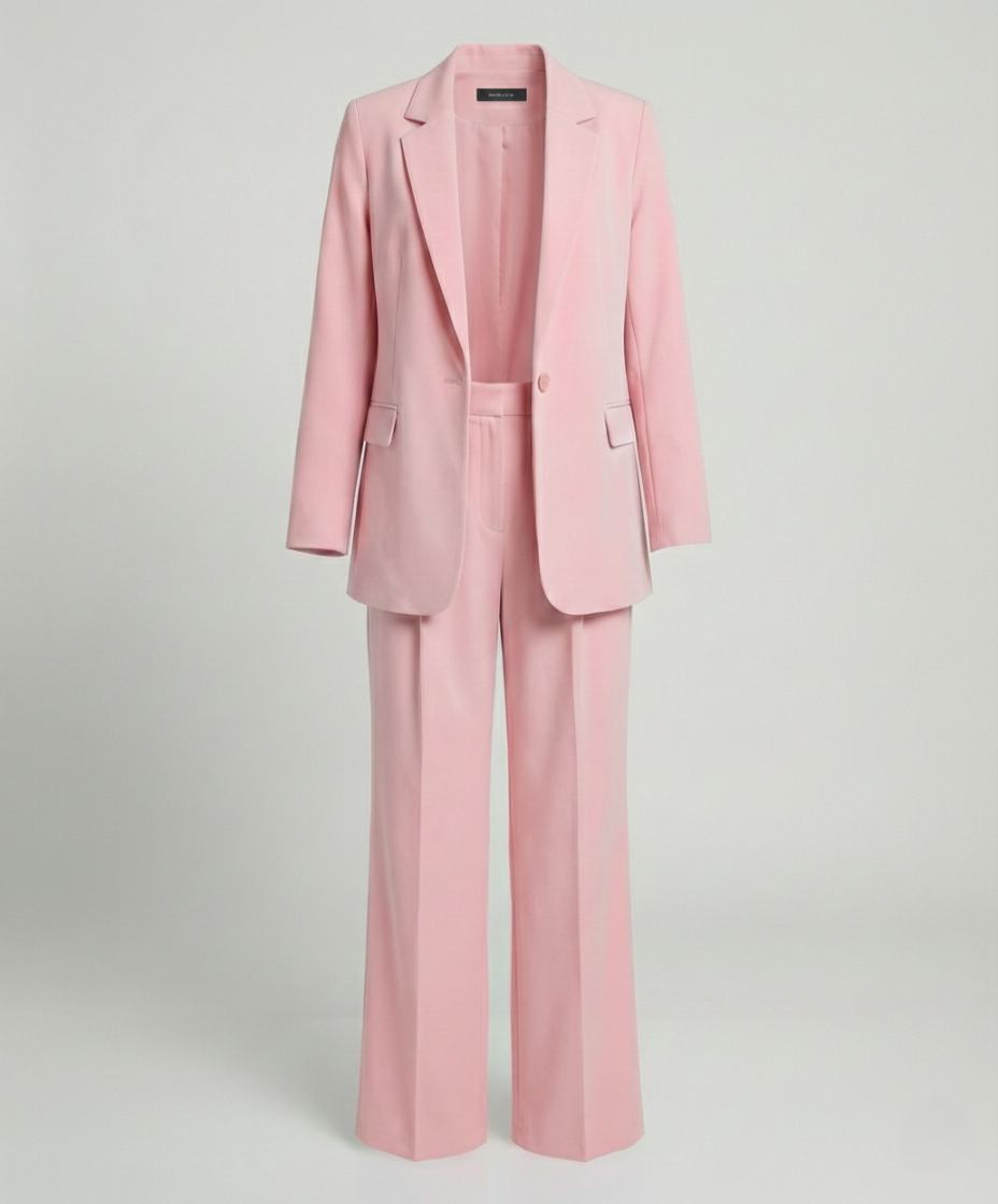 Astrid | Broekpak dames met blazer en wijde pijp, lichtblauw - Roze