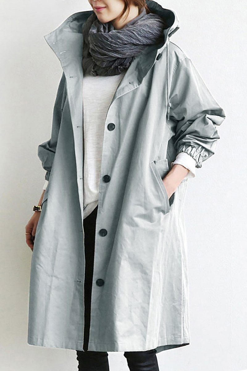 Aukje | Trenchcoat met capuchon voor dames - Grijs