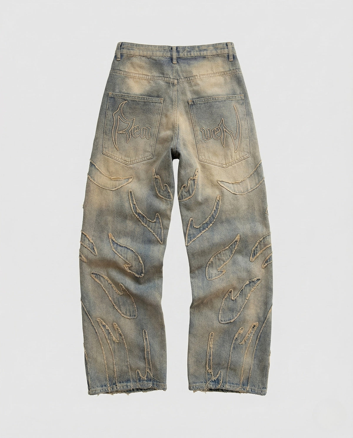 Bart | Baggy jeans met cutouts en franjes - Blauw