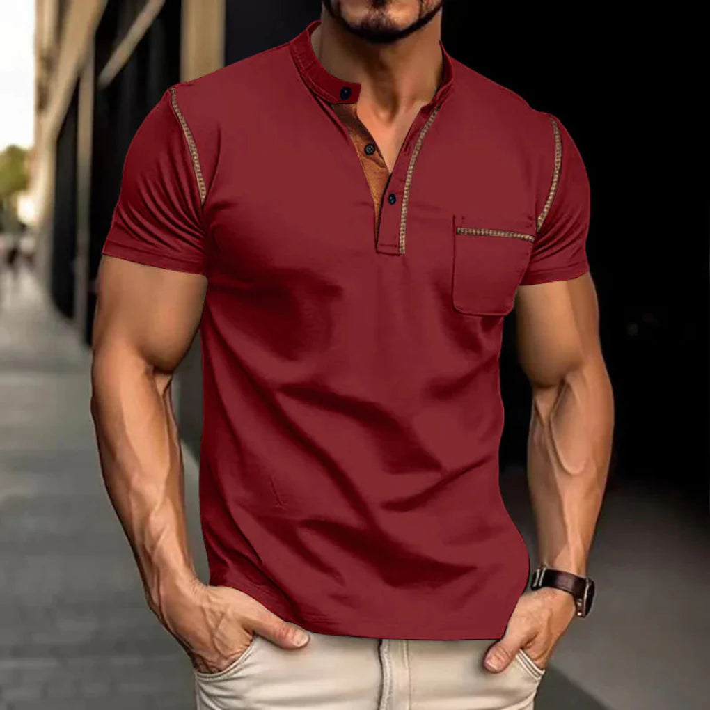 Bart | Polo voor heren met contrastbies - Rood