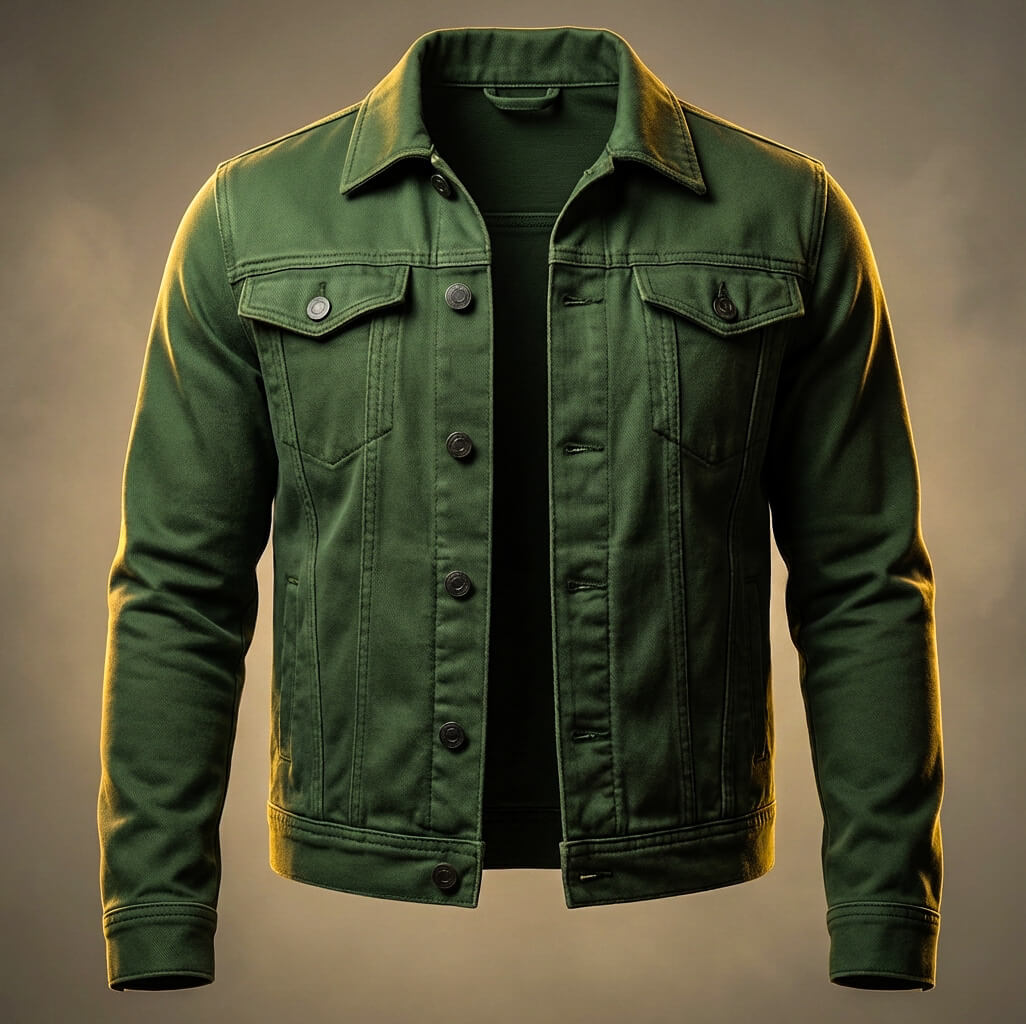 Bas | Denim jas voor heren - Legergroen