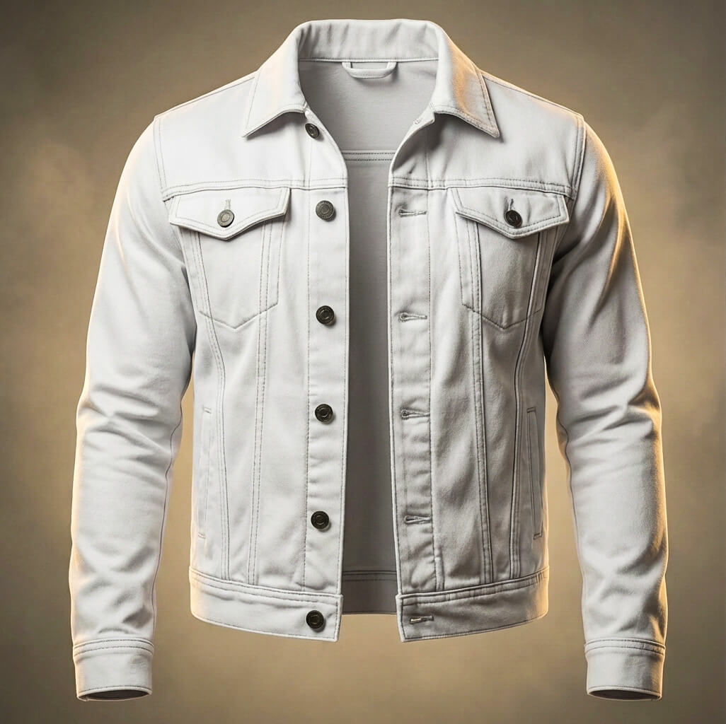 Bas | Denim jas voor heren - Parelmoerwit