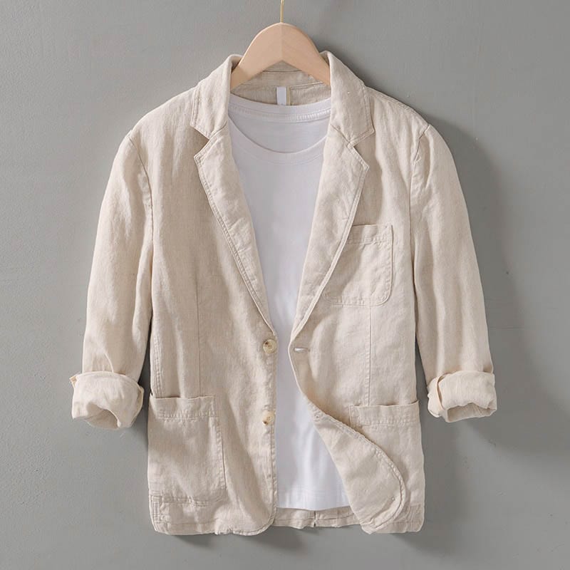 Bauke | Linnen blazer voor heren - Beige