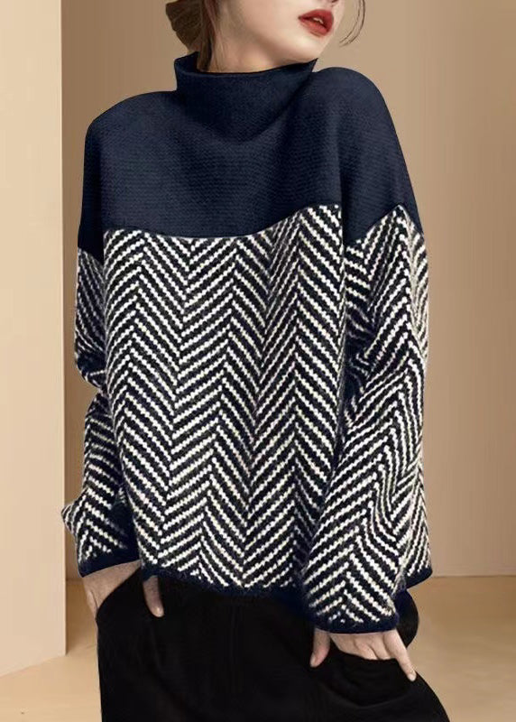 Bente | Oversized coltrui voor dames van wolmix - Marineblauw