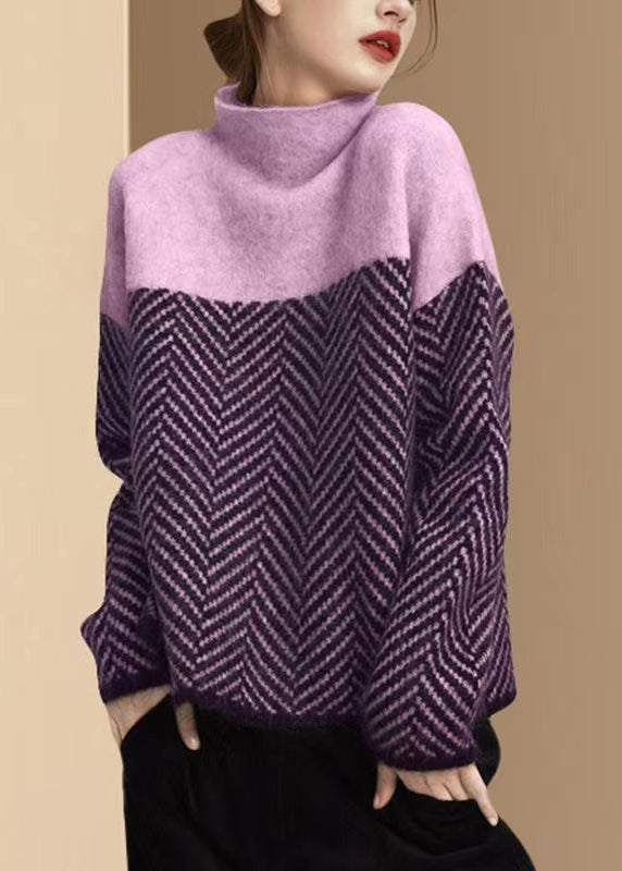 Bente | Oversized coltrui voor dames van wolmix - Paars
