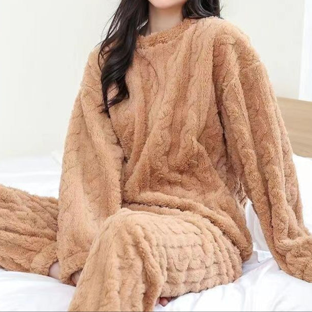 Berber | Warm fleece huispak voor dames - Bruin