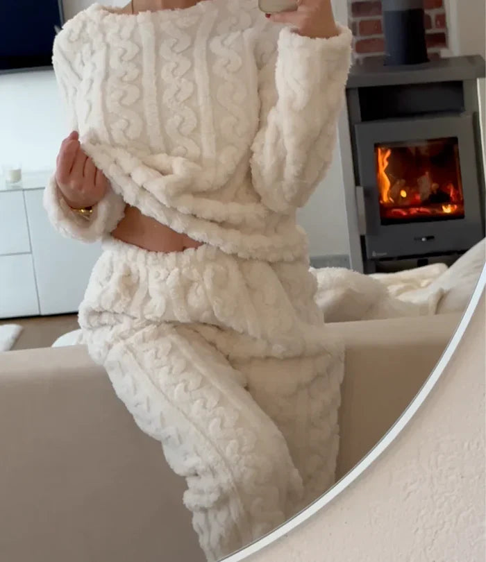 Berber | Warm fleece huispak voor dames - Ivoor