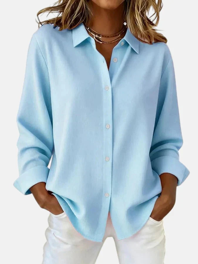 Bianca | Damesblouse met lange mouwen - Blauw