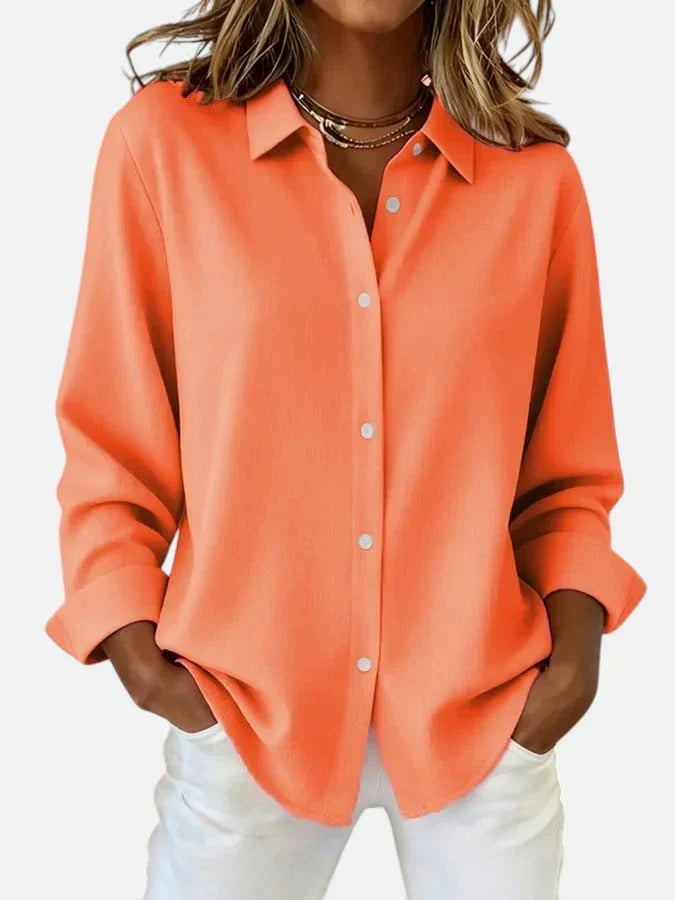 Bianca | Damesblouse met lange mouwen - Oranje