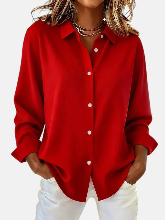 Bianca | Damesblouse met lange mouwen - Rood