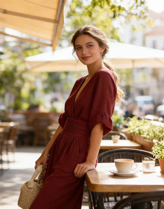 Bregje | Wijde jumpsuit voor dames met V-hals - view 14