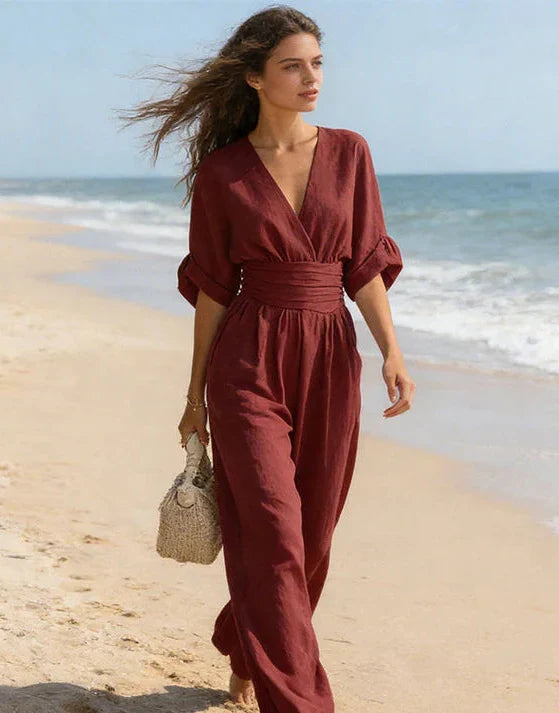 Bregje | Wijde jumpsuit voor dames met V-hals - view 15
