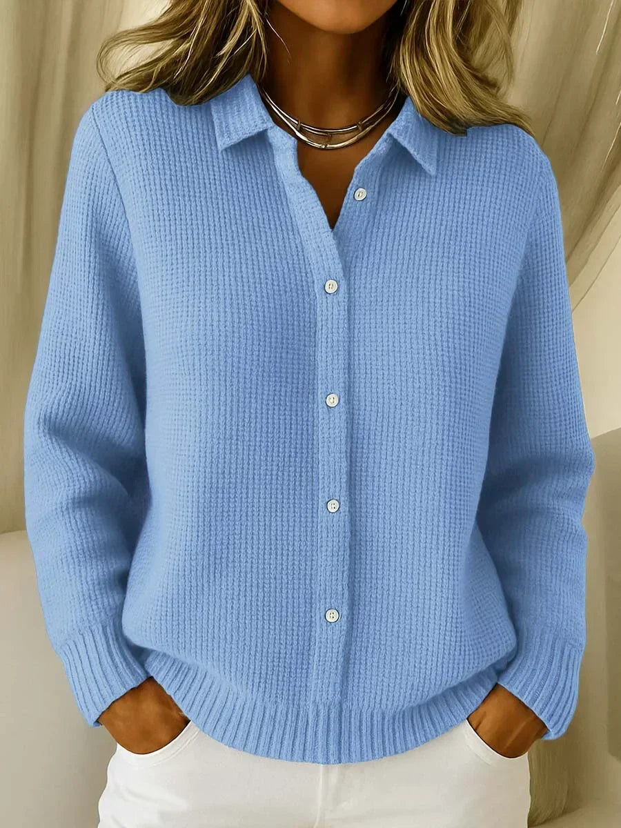Carlijn | Gebreid vest dames met knoopsluiting - Blauw