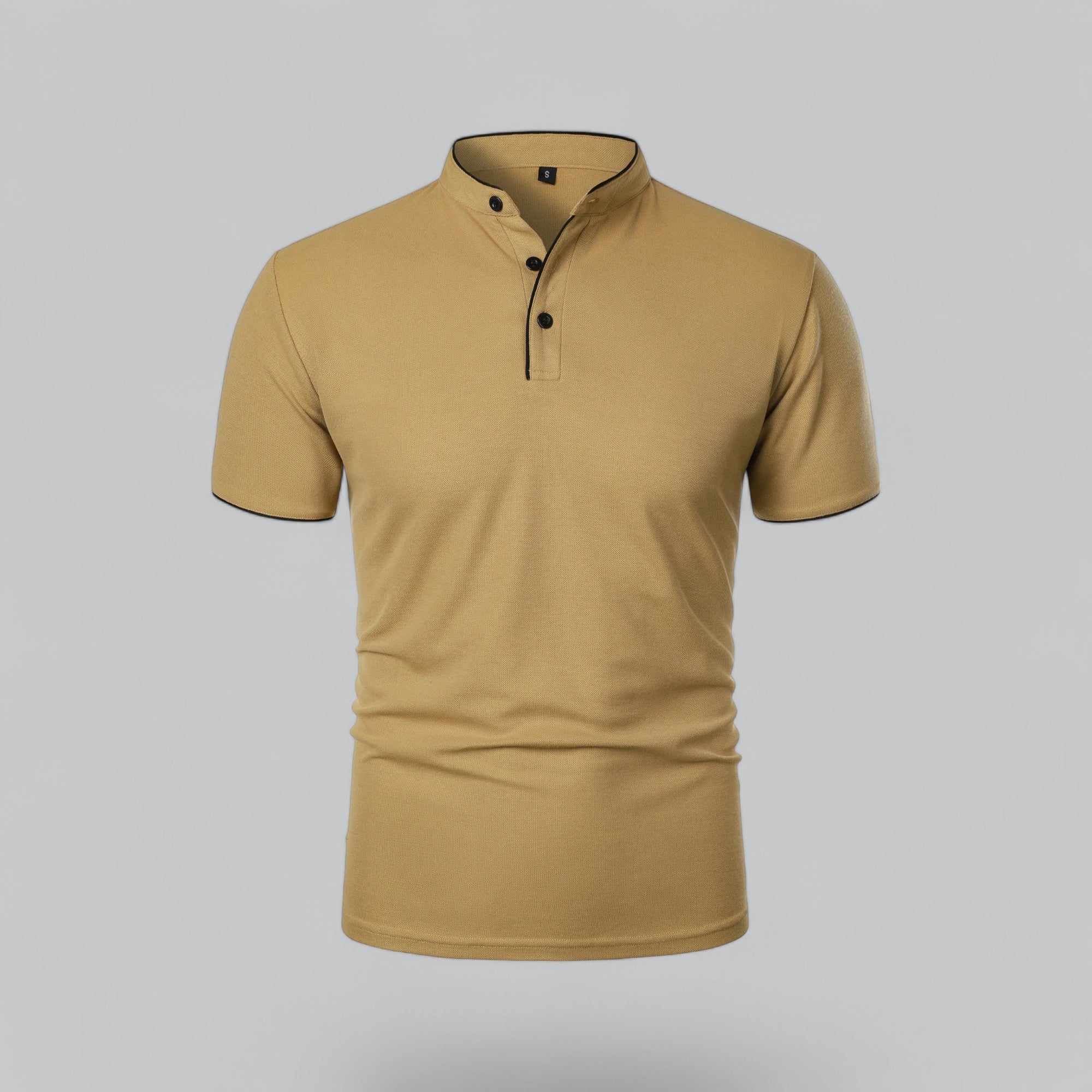 Casper | Poloshirt zonder kraag voor heren, korte mouw - kaki