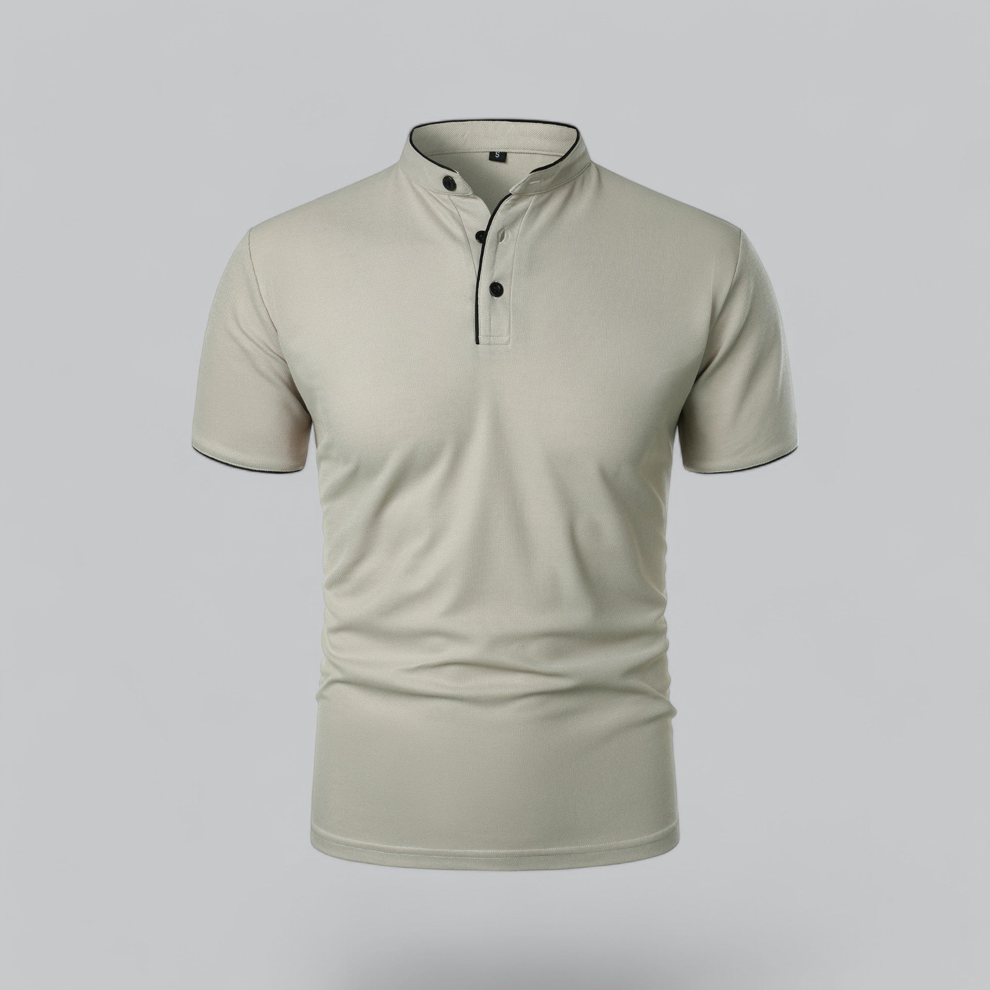 Casper | Poloshirt zonder kraag voor heren, korte mouw - lichtgrijs