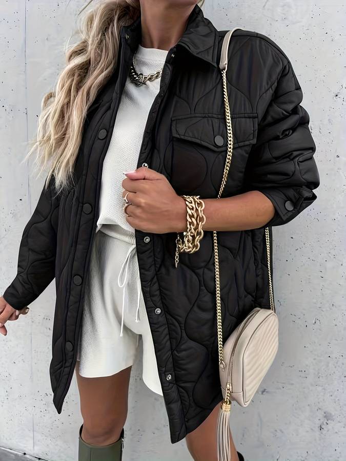 Elara - Warme Jas met Patroon en Knoopsluiting voor Dames