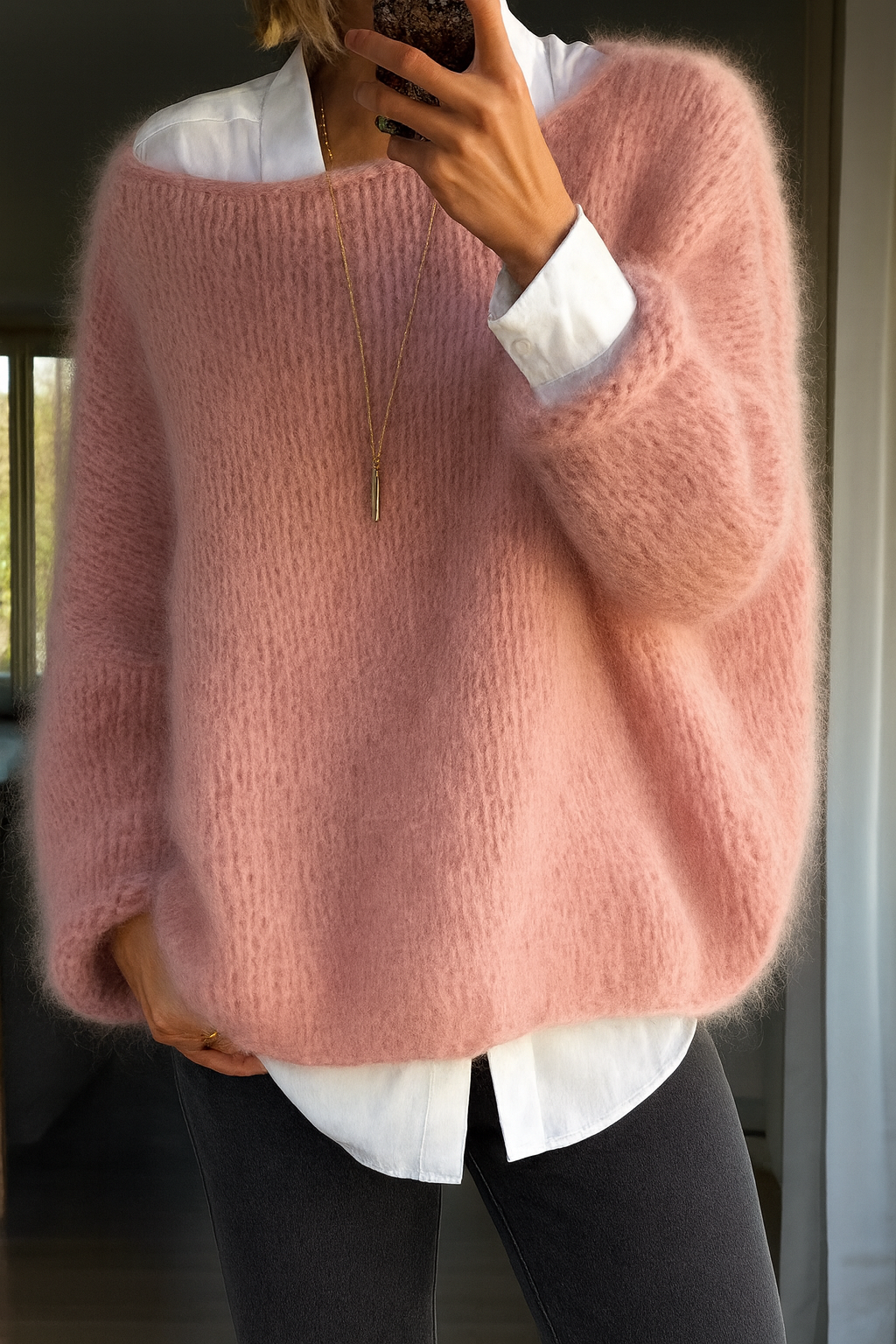 Daniëlle | Oversized gebreide trui voor dames - Roze