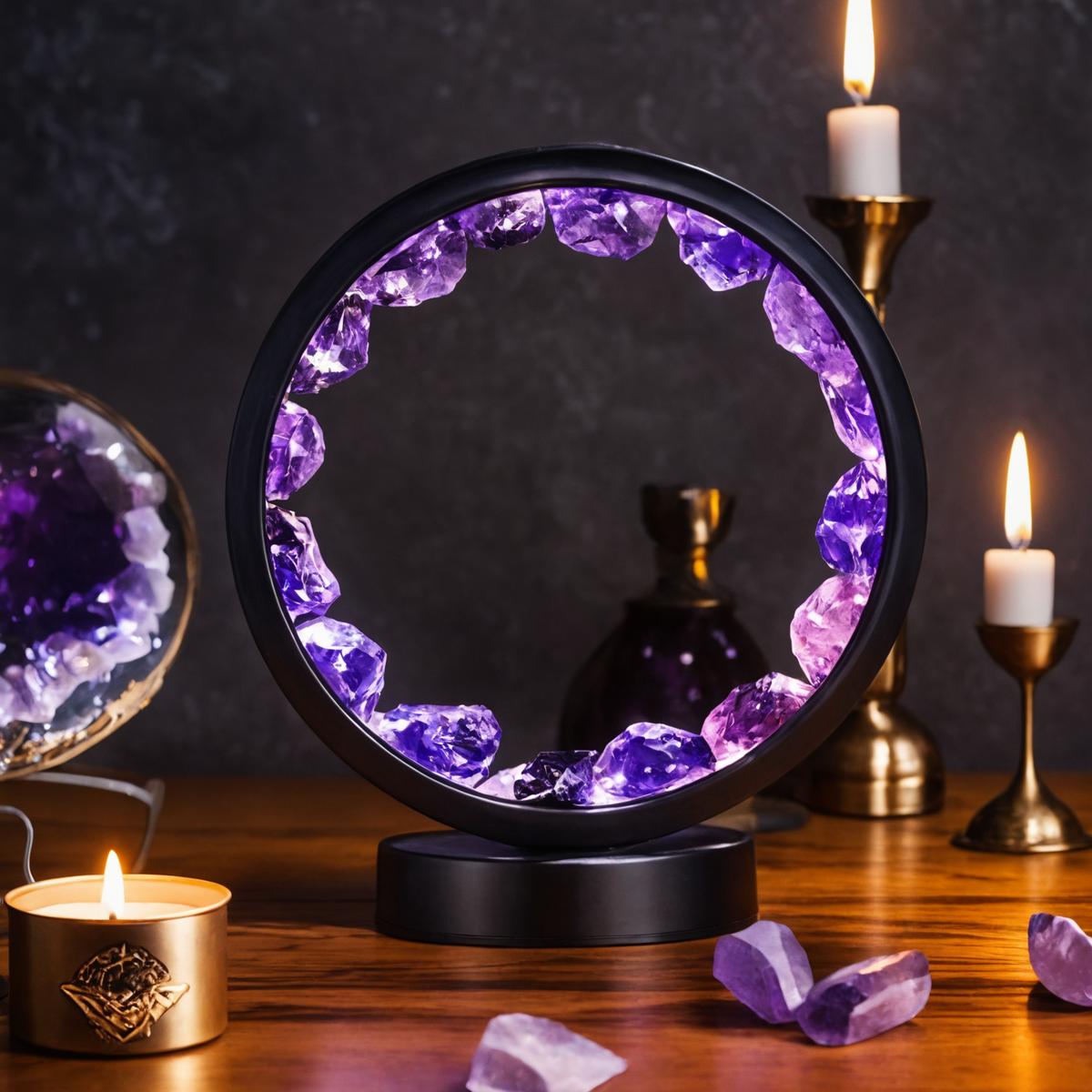 David | Amethist sfeerlamp met warm ledlicht - foto 1