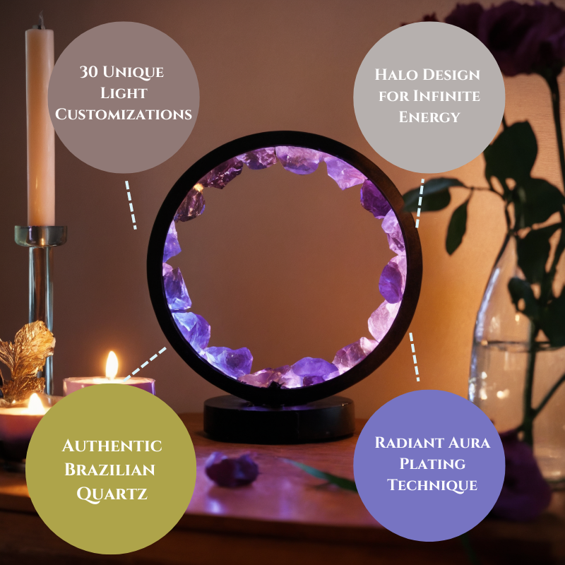 David | Amethist sfeerlamp met warm ledlicht - foto 3