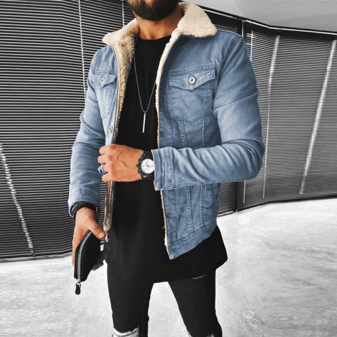 Dirk | Denim jas met teddy voering voor heren - foto 5