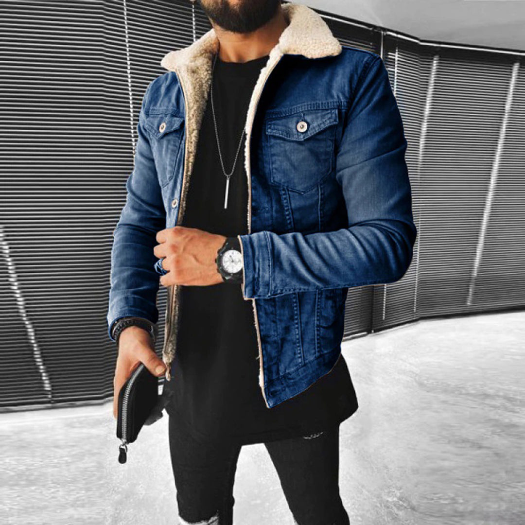 Dirk | Denim jas met teddy voering voor heren - foto 6