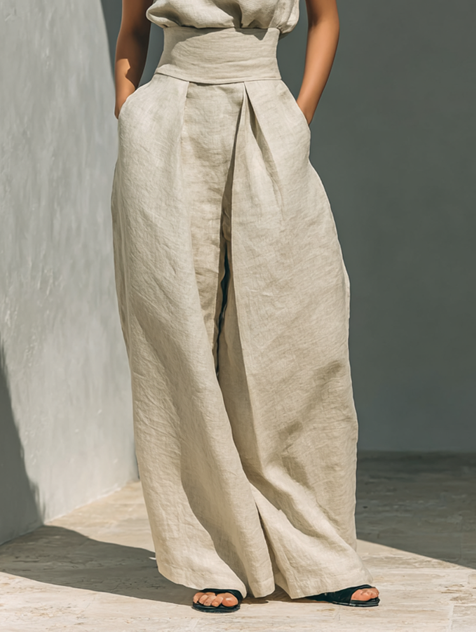 Eline | Mouwloze jumpsuit van katoen en linnen - view 7