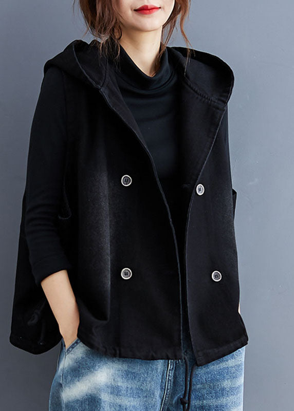 Ellen | Spijker bodywarmer met capuchon voor dames, zwart - view 1